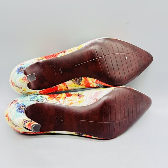 Cole Haan Shoes Womens 9.5 Multicolor Floral Leather Stiletto Pumps Pointed Toe - Picture 8 of 10